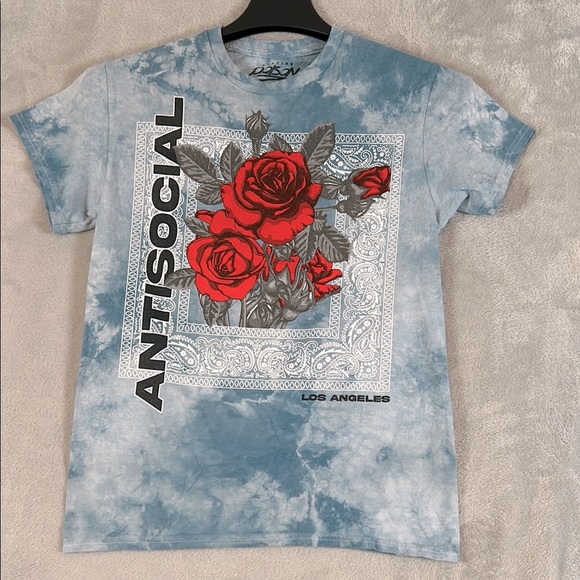 Popular poison, antisocial, Los Angeles, tie-dye rose print t-shirt size small - Picture 1 of 6